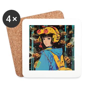 Anime des années 80 Anime Teen Calmant Impression de mode de haute qualité - Dessous de verre (lot de 4) - blanc - Devant
