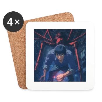 80s anime teen calming high quality fashion print - Coasters (set of 4) - white - Front