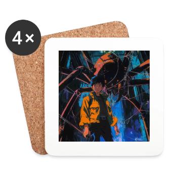 80s anime teen calming high quality fashion print - Coasters (set of 4) - white - Front