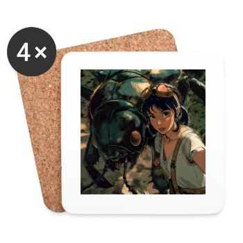 80er Jahre Anime Teen Beruhigender Hochwertiger Modedruck - Untersetzer (4er-Set) - Weiß - Vorne