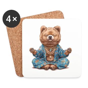 Die tiefe Meditation des Bären - Untersetzer (4er-Set) - Weiß - Vorne