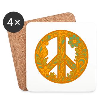 Peace sign with floral pattern - Coasters (set of 4) - white - Front