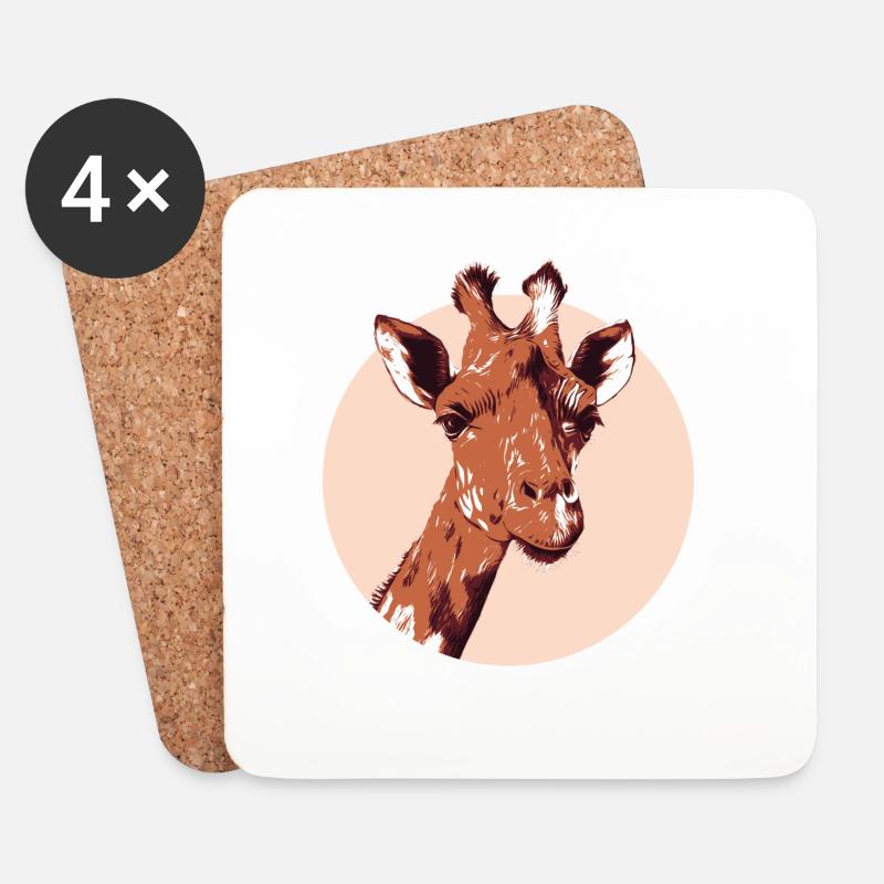 Modern Illustrative Giraffe Design - Untersetzer (4er-Set) - Weiß