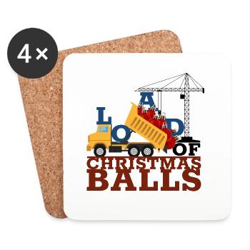 Boules de Noël Camion de Noël Chantier de construction Enfants - Dessous de verre (lot de 4) - blanc - Devant