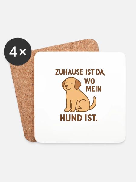 Zuhause ist da, wo mein Hund ist - Untersetzer (4er-Set) - Weiß