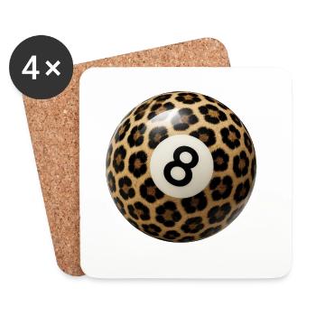 Leopard Pattern 8 Ball - Coasters (set of 4) - white - Front