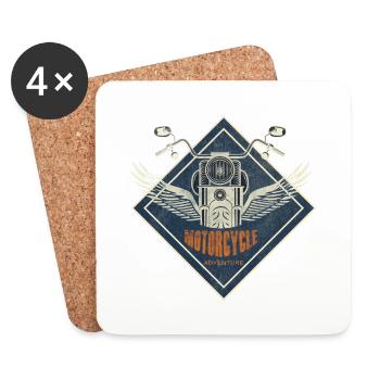 Moto biker - Dessous de verre (lot de 4) - blanc - Devant