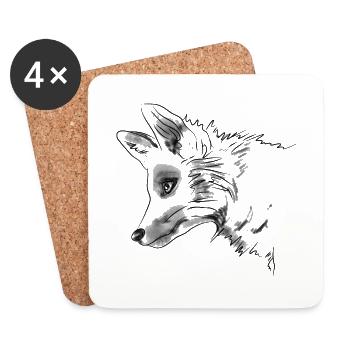 Fox in profile - Coasters (set of 4) - white - Front