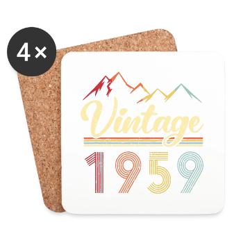 Vintage 1959 Vintage Jubiläum Geschenkidee 1959 - Untersetzer (4er-Set) - Weiß - Vorne