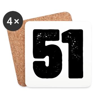 51 Zahl Trikot - Untersetzer (4er-Set) - Weiß - Vorne