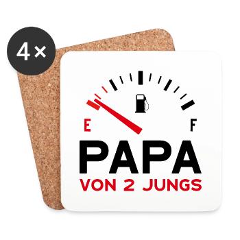 PAPA ZWEI JUNGEN VATER 2 SÖHNE VATERTAG - Untersetzer (4er-Set) - Weiß - Vorne