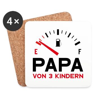 PAPA 3 KINDER VATERTAG - Untersetzer (4er-Set) - Weiß - Vorne