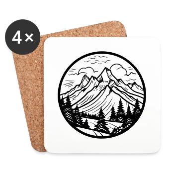 Mountains Symbol Silhouette - Coasters (set of 4) - white - Front