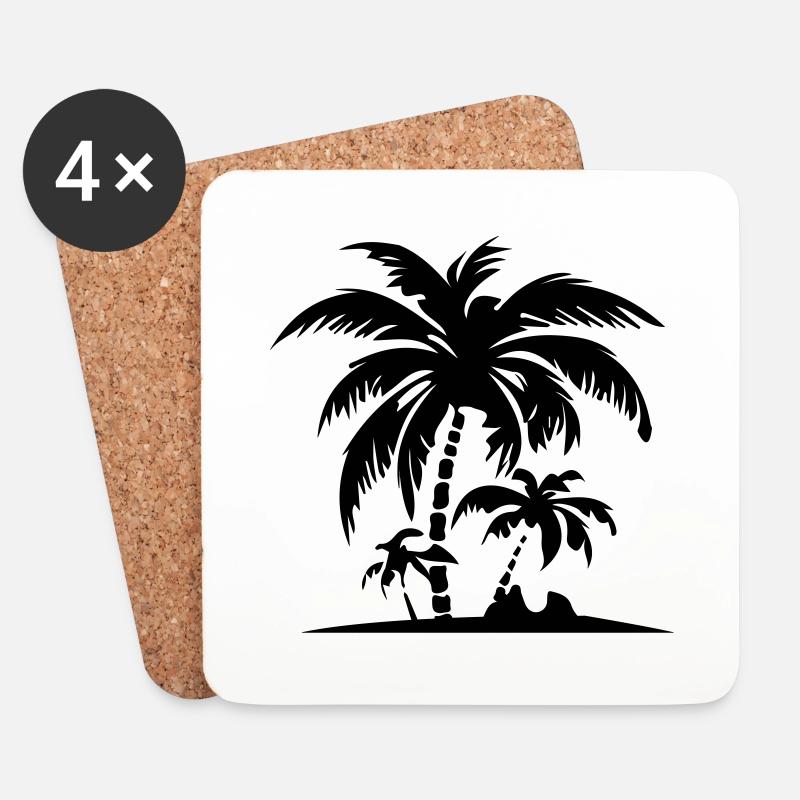 Insel Sommer Palmen Strand - Untersetzer (4er-Set) - Weiß