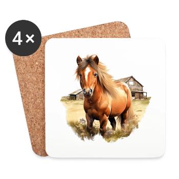 Pony Island Pferd Shetland Pony Shetty - Untersetzer (4er-Set) - Weiß - Vorne