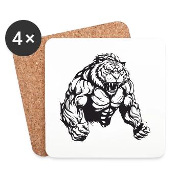 Musculation Tiger Muscles - Dessous de verre (lot de 4) - blanc - Devant