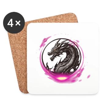 Dragon - Dessous de verre (lot de 4) - blanc - Devant