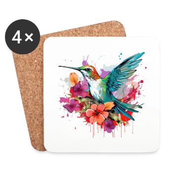 Bunter Kolibri Vogel für Ornithologe - Untersetzer (4er-Set) - Weiß - Vorne