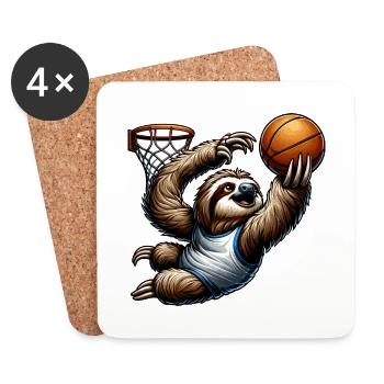 Lustiges Faultier spielt Basketball für - Untersetzer (4er-Set) - Weiß - Vorne