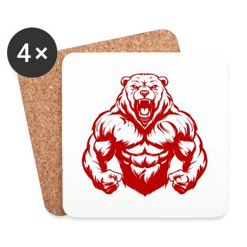 Muscles de l’ours grizzli musculation - Dessous de verre (lot de 4) - blanc - Devant