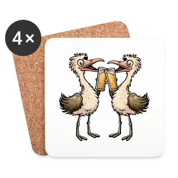 Ostrich Comic Beer Funny Booze - Coasters (set of 4) - white - Front