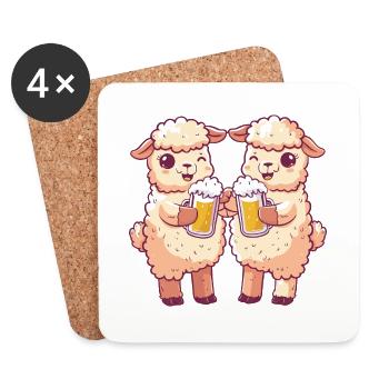 Alpaca Llama Beer Funny Booze - Coasters (set of 4) - white - Front