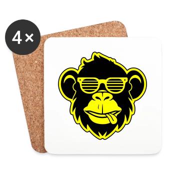 Tête de singe lunettes de soleil Party - Dessous de verre (lot de 4) - blanc - Devant