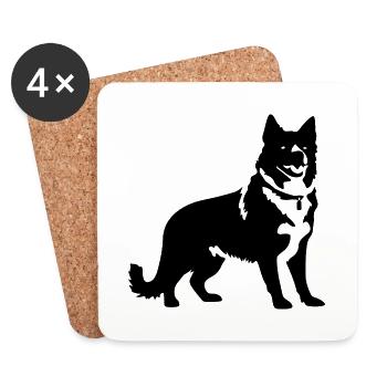Chien Akita Inu - Dessous de verre (lot de 4) - blanc - Devant