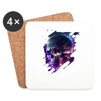 Neon-Kriegs Skull Design - Untersetzer (4er-Set) - Weiß - Vorne
