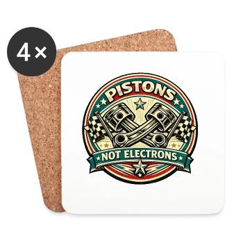 Vintage Piston Badge: Not Electrons - Dessous de verre (lot de 4) - blanc - Devant