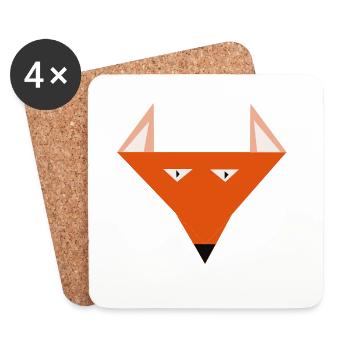 Geometrischer Fuchs Kopf - Untersetzer (4er-Set) - Weiß - Vorne