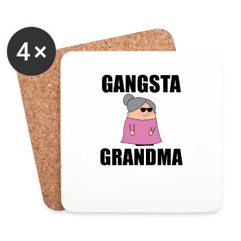 Gangster Granny Gift - Dessous de verre (lot de 4) - blanc - Devant