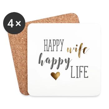 happy_wife - Untersetzer (4er-Set) - Weiß - Vorne