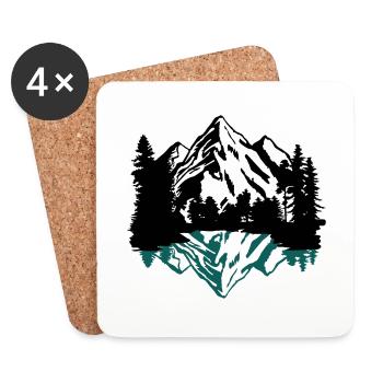 Mountains, forest and reflection in the lake - Coasters (set of 4) - white - Front