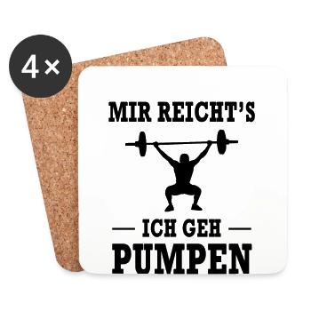 Pumpen Gym Fitness Spruch Muskelaufbau Geschenk - Untersetzer (4er-Set) - Weiß - Vorne