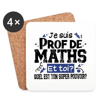 Prof Professeur Maths Métier Humour Cadeau - Dessous de verre (lot de 4) - blanc - Devant