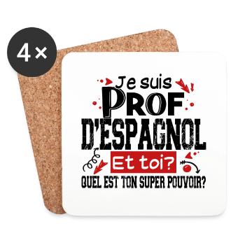 Espagnol Espagne Prof Professeur Métier - Dessous de verre (lot de 4) - blanc - Devant