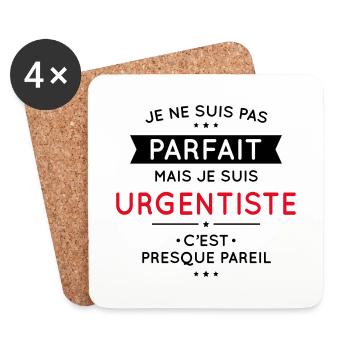 Je ne suis pas parfait mais je suis urgentiste - Dessous de verre (lot de 4) - blanc - Devant