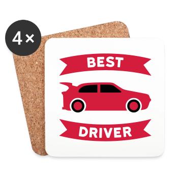 Meilleur pilote de voiture de sport (voiture de sport, bannière) - Dessous de verre (lot de 4) - blanc - Devant