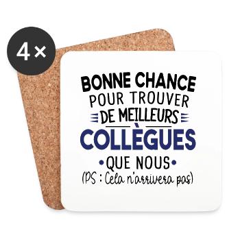 Bonne Chance Collègue Cadeau Humour Retraite - Dessous de verre (lot de 4) - blanc - Devant