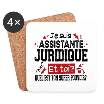 Assistante Juridique Juriste Super Pouvoir Cadeau - Dessous de verre (lot de 4) - blanc - Devant