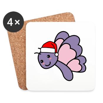 Butterfly Comic Noël Noël - Dessous de verre (lot de 4) - blanc - Devant