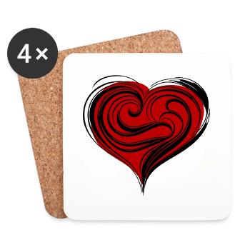 Symbole du cœur Amour - Dessous de verre (lot de 4) - blanc - Devant