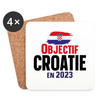 Croatie 2023 Croate Europe Cadeau Pays Humour - Dessous de verre (lot de 4) - blanc - Devant