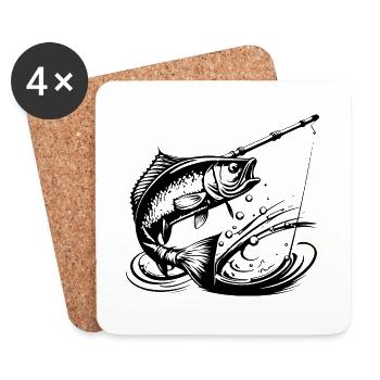 Fischen Fisch Angeln Symbol - Untersetzer (4er-Set) - Weiß - Vorne
