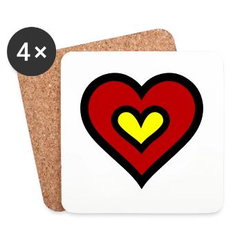 Symbole du cœur Amour - Dessous de verre (lot de 4) - blanc - Devant