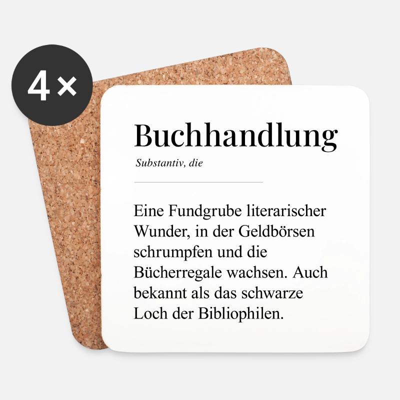 Buchhandlung lustige Definition - Untersetzer (4er-Set) - Weiß
