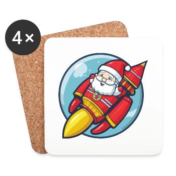 Weihnachtsmann Rakete Comic Weihnachten - Untersetzer (4er-Set) - Weiß - Vorne