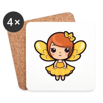 Fée Kawaii Mignon - Dessous de verre (lot de 4) - blanc - Devant