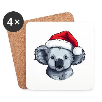 Koala Kopf Weihnachten Porträt - Untersetzer (4er-Set) - Weiß - Vorne